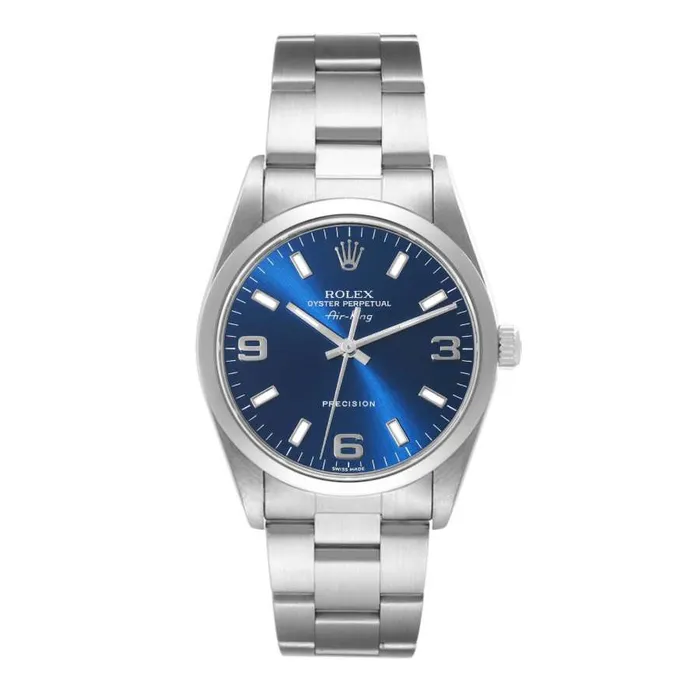 Bracelets Rolex Air King 34mm Ref 114210 Blue Index Arabic Numerals Dial Stainless Steel Oyster Bracelet Watch Rolex Bracelets Rolex Air King 34mm Ref 114210 Blue Index Arabic Numerals Dial Stainless Steel Oyster Bracelet Watch Rolex