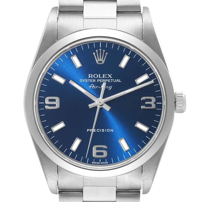 Bracelets Rolex Air King 34mm Ref 114210 Blue Index Arabic Numerals Dial Stainless Steel Oyster Bracelet Watch Rolex