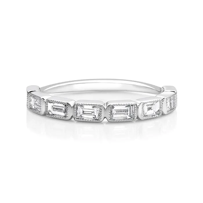 CJ Charles Jewelers Rings 18kt White Gold EmeraldCut Diamond Half Band