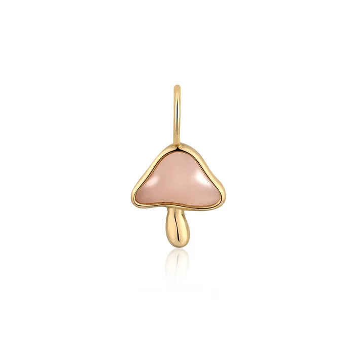 Croghans Charm Necklaces Opal 14K Yellow Gold Mushroom Charm