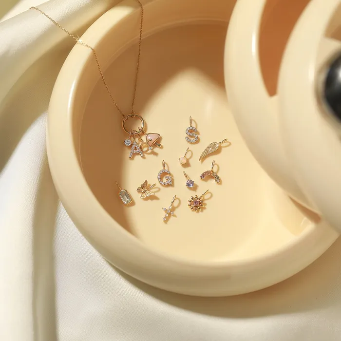Croghans Charm Necklaces Opal 14K Yellow Gold Mushroom Charm