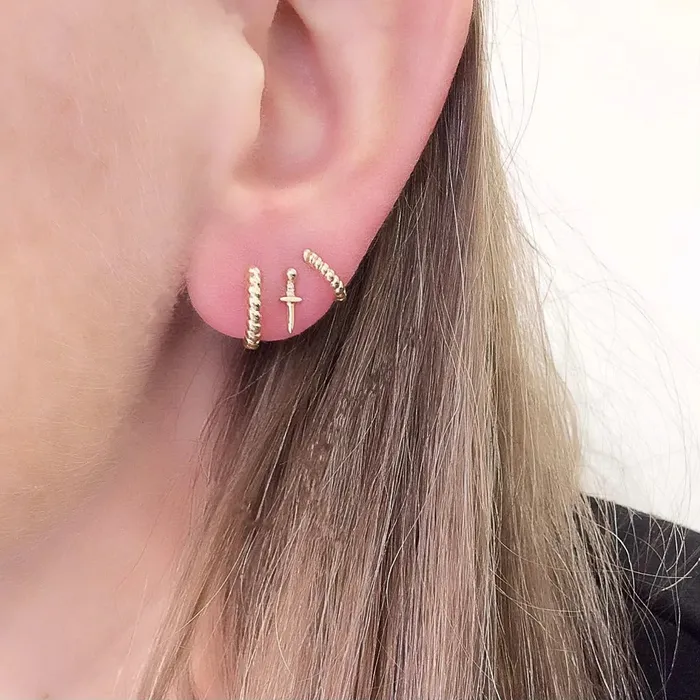 Croghans Earrings 14K Yellow Gold Petite Twist Huggie Earrings