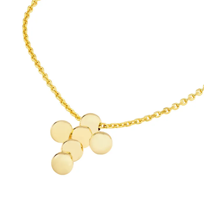 Croghans Necklaces 14K Yellow Gold Beaded Mini Cross Pendant Necklace