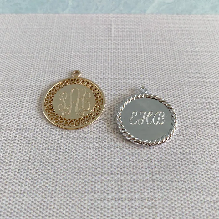 Croghans Sterling Silver Extra Small Rope Disc Charm Rings
