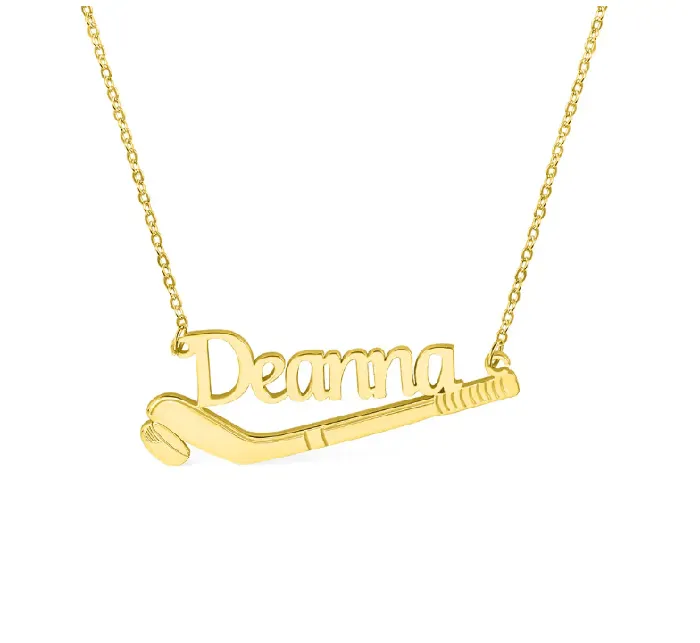 Custom Name Ice Hockey Necklace Stainless Steel or 925 Sterling Silver Personalized Gift for Players Coaches and Hockey Moms Belbren Necklaces