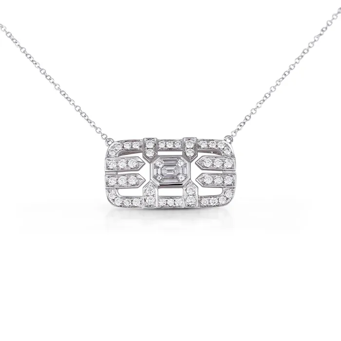 Doves 18K White Gold EastWest Invisible Set Diamond Pendant Necklace Doves Necklaces Doves 18K White Gold EastWest Invisible Set Diamond Pendant Necklace Doves Necklaces