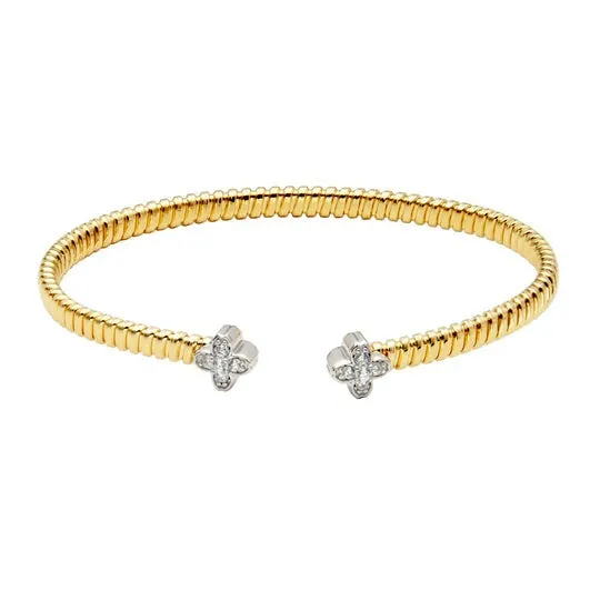 Earrings Croghans CZ Flower Gold Plated Silver Tubogas Cuff Bangle