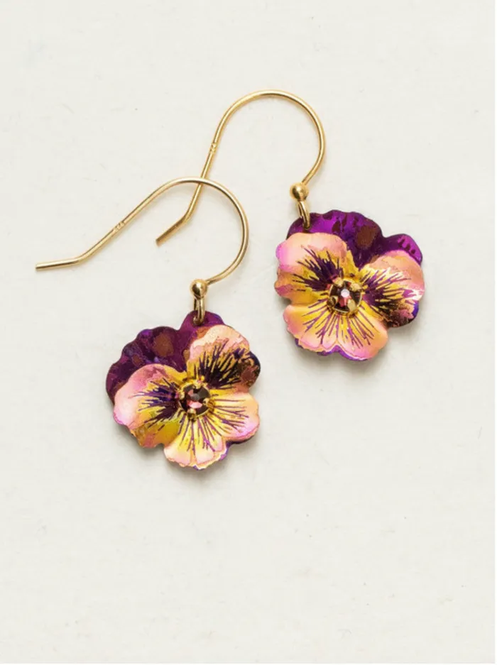 Earrings Holly Yashi Garden Pansy Drop Earrings in Vintage Burgundy