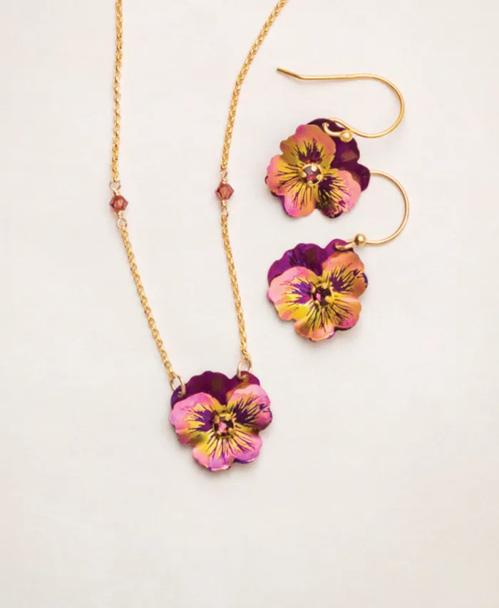 Earrings Holly Yashi Garden Pansy Drop Earrings in Vintage Burgundy