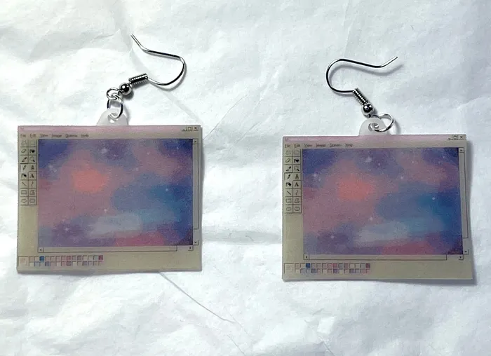 Earrings Microsoft Paint Aesthetic Vaporwave Handmade Earrings Sam Makes Things
