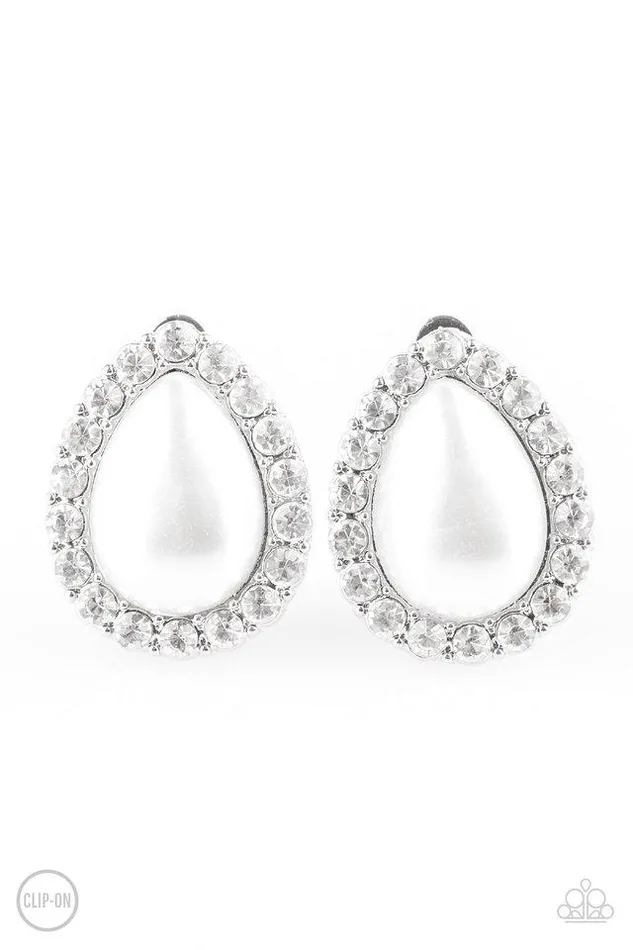 Earrings Paparazzi Earring Dapper Dazzle White ClipOn Paparazzi Jewelry