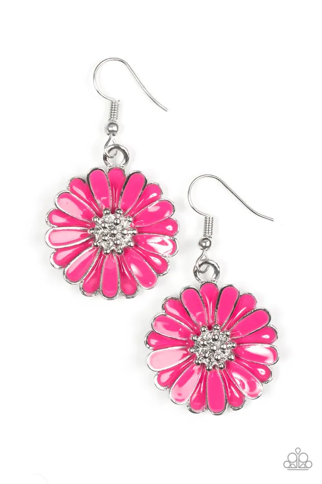 Earrings Paparazzi Earring Distracted By Daisies Pink Paparazzi Jewelry
