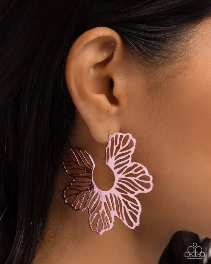 Earrings Paparazzi Earring Floral Fame Pink Paparazzi Jewelry