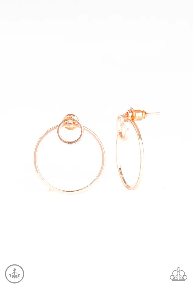 Earrings Paparazzi Earring Spin Cycle Rose Gold Paparazzi Jewelry