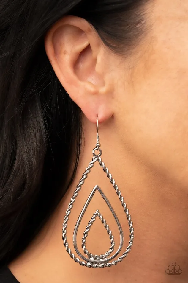 Earrings Paparazzi Earring Tastefully Twisty Silver Paparazzi Jewelry