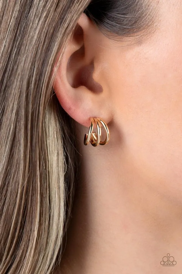 Earrings Paparazzi Earring TRIPLE Down Gold Paparazzi Jewelry