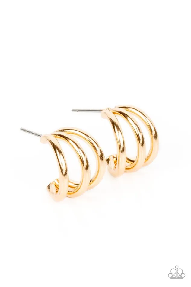 Earrings Paparazzi Earring TRIPLE Down Gold Paparazzi Jewelry Earrings Paparazzi Earring TRIPLE Down Gold Paparazzi Jewelry