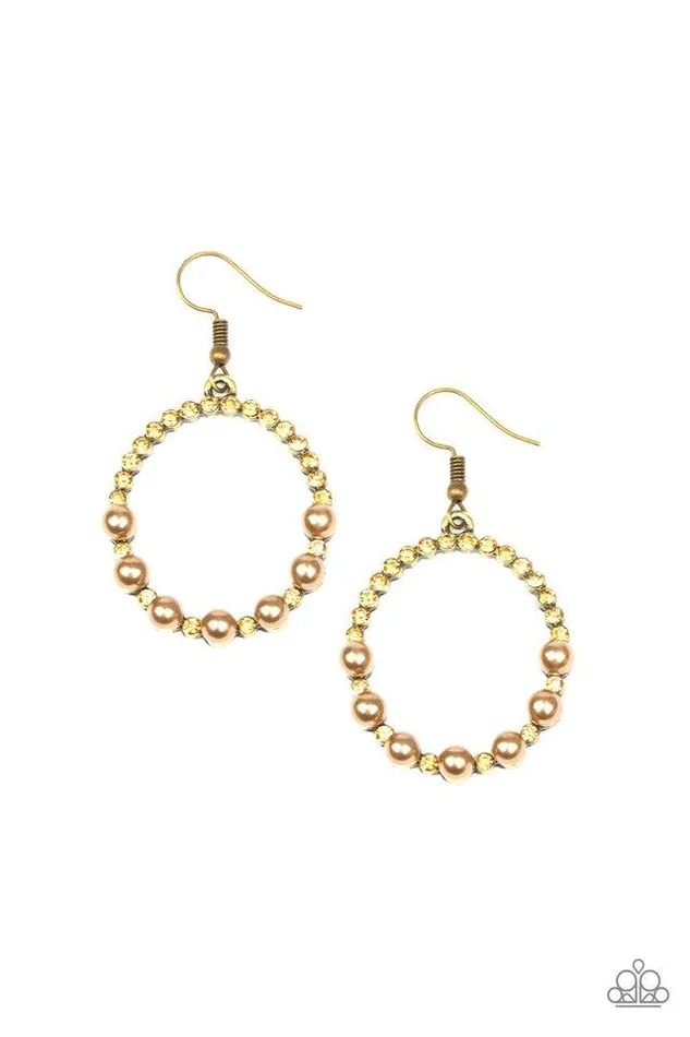 Earrings Paparazzi Jewelry Paparazzi Earring Glowing Grandeur Brass