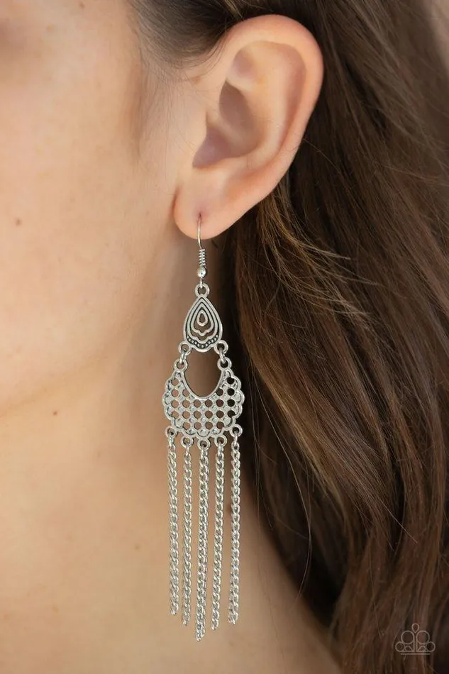 Earrings Paparazzi Jewelry Paparazzi Earring Insane Chain Silver