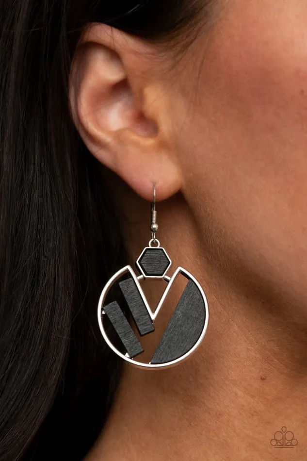 Earrings Paparazzi Jewelry Paparazzi Earring Petrified Posh Black