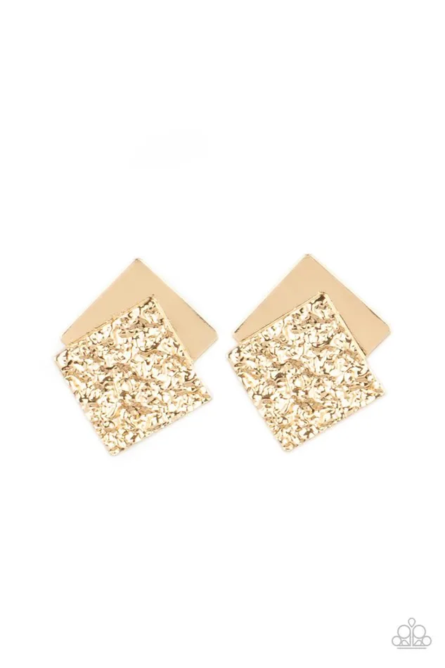 Earrings Paparazzi Jewelry Paparazzi Earring Square With Style Gold