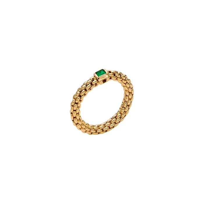 FOPE Rings Fope 18K Yellow Gold Souls Collection Ring with Emerald Small Size 565 FOPE Rings Fope 18K Yellow Gold Souls Collection Ring with Emerald Small Size 565
