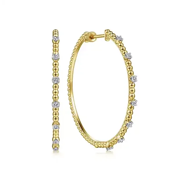Gabriel Co Earrings 14K Yellow Gold Diamond Hoop Earrings