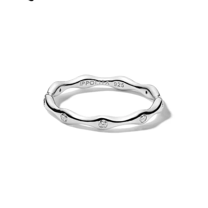 Ippolita Sterling Silver Stardust Nine Station Band Ring with Diamonds Ippolita Rings Ippolita Sterling Silver Stardust Nine Station Band Ring with Diamonds Ippolita Rings