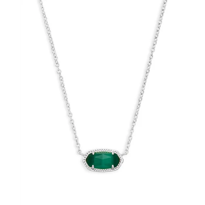 Kendra Scott Kendra Scott Elisa Necklace in Silver with Emerald Cats Eye Necklaces Kendra Scott Kendra Scott Elisa Necklace in Silver with Emerald Cats Eye Necklaces
