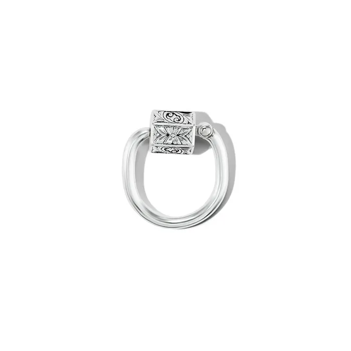 Marla Aaron Rings Marla Aaron Silver Embossed Chubby Trundle Lock Ring