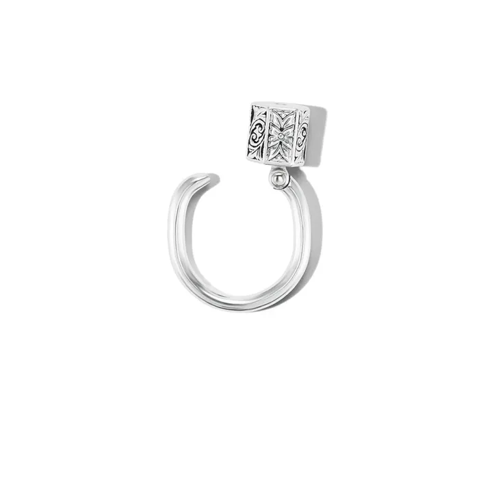 Marla Aaron Rings Marla Aaron Silver Embossed Chubby Trundle Lock Ring