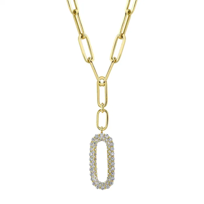 Meierotto Jewelers Necklaces 14K Yellow Gold Diamond Paperclip Link Necklace