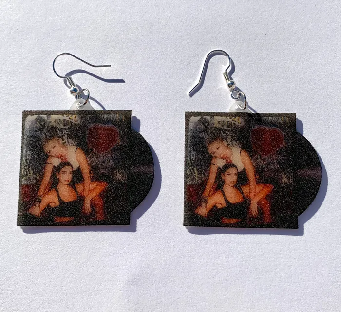 Miley Cyrus and Dua Lipa Prisoner Vinyl Single Handmade Earrings Sam Makes Things Earrings Miley Cyrus and Dua Lipa Prisoner Vinyl Single Handmade Earrings Sam Makes Things Earrings