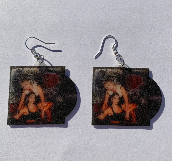 Miley Cyrus and Dua Lipa Prisoner Vinyl Single Handmade Earrings Sam Makes Things Earrings