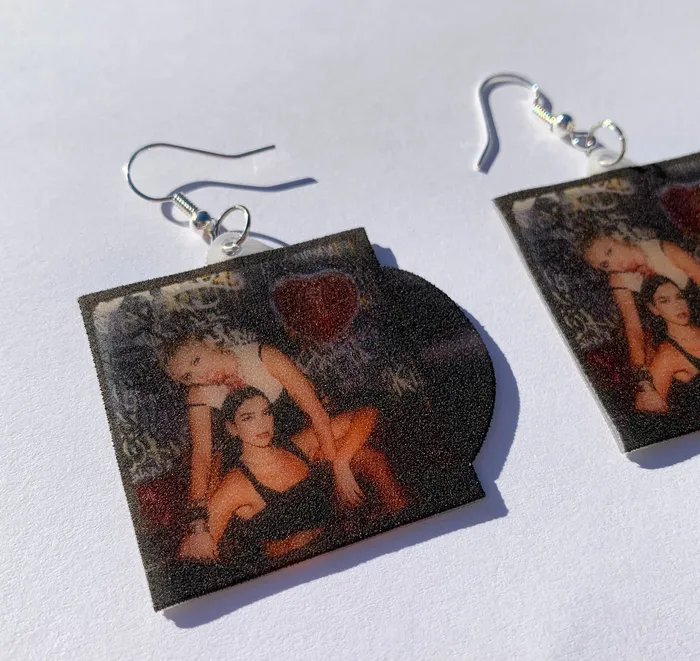 Miley Cyrus and Dua Lipa Prisoner Vinyl Single Handmade Earrings Sam Makes Things Earrings