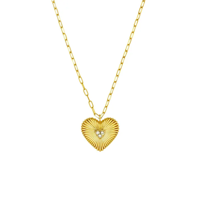 Necklaces Croghans Diamond 14K Yellow Gold Radiant Heart Pendant Necklace