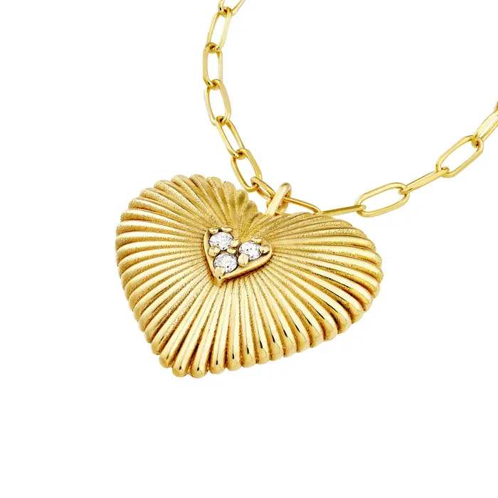 Necklaces Croghans Diamond 14K Yellow Gold Radiant Heart Pendant Necklace