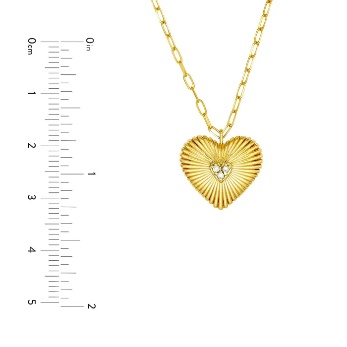 Necklaces Croghans Diamond 14K Yellow Gold Radiant Heart Pendant Necklace