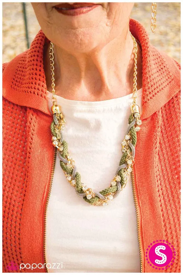 Necklaces Paparazzi Jewelry Paparazzi Necklace Braided Treasure Green