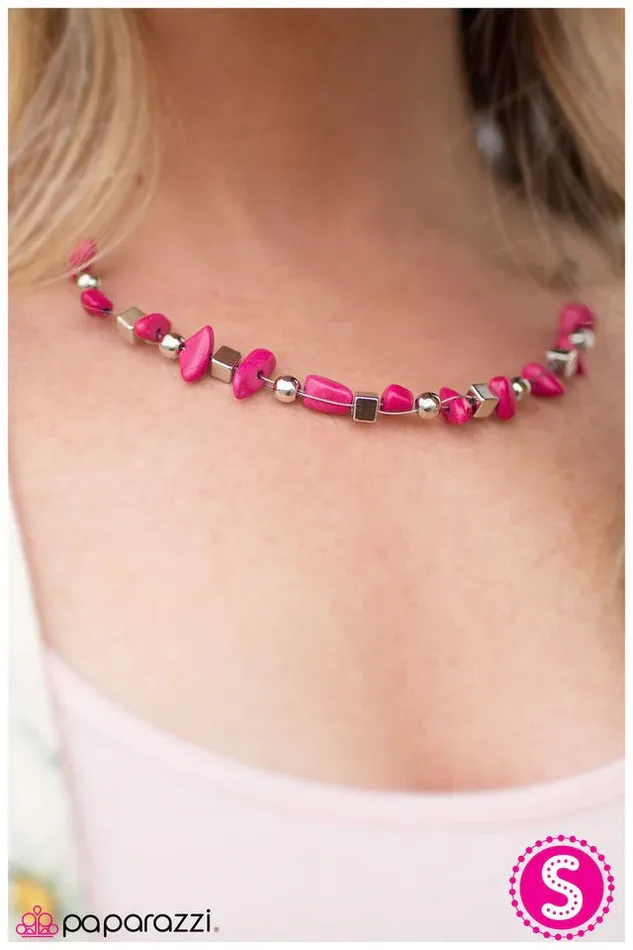 Necklaces Paparazzi Jewelry Paparazzi Necklace Pebble PowWow Pink
