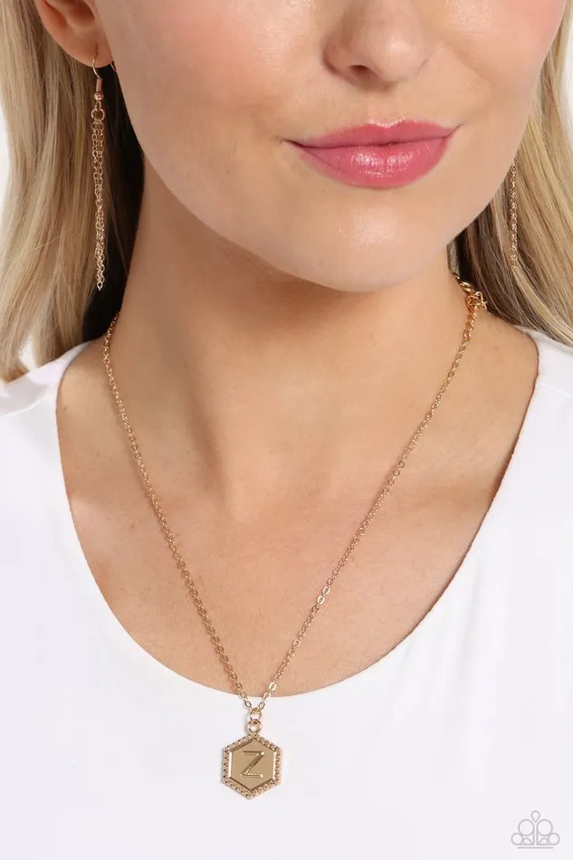 Necklaces Paparazzi Necklace Emblematic Elegance Gold Z Paparazzi Jewelry