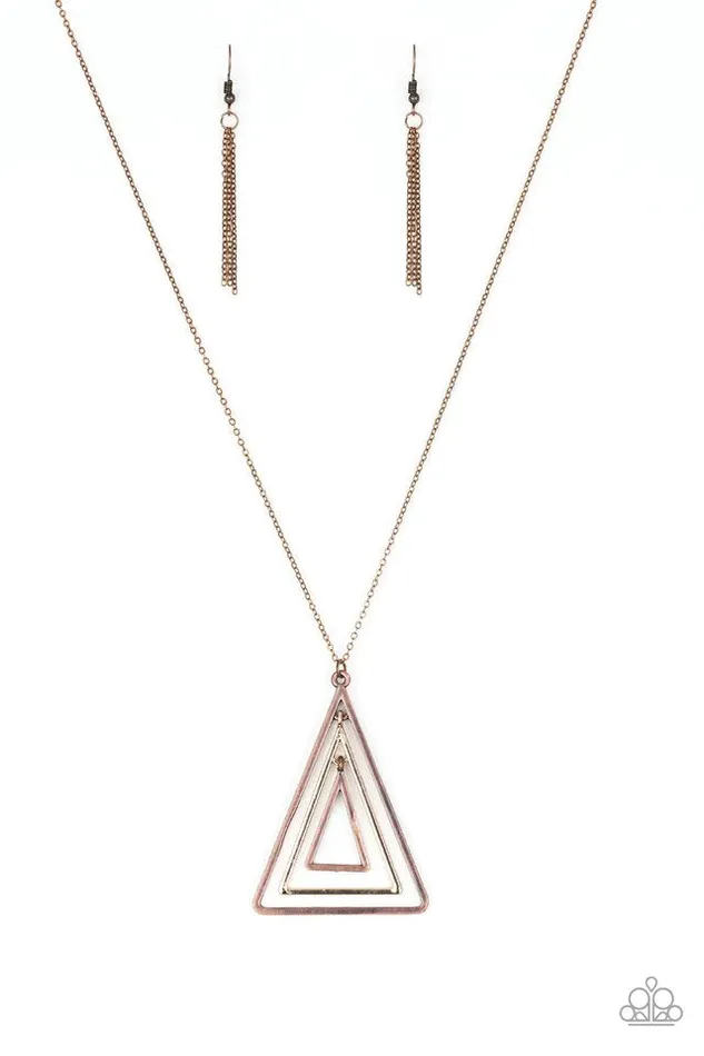 Necklaces Paparazzi Necklace TRI Harder Copper Paparazzi Jewelry