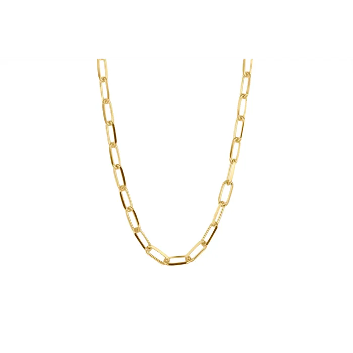 Necklaces Sterling Silver Yellow Gold Plated 220mm Paper Clip Necklace 24 inch Meierotto Jewelers Necklaces Sterling Silver Yellow Gold Plated 220mm Paper Clip Necklace 24 inch Meierotto Jewelers