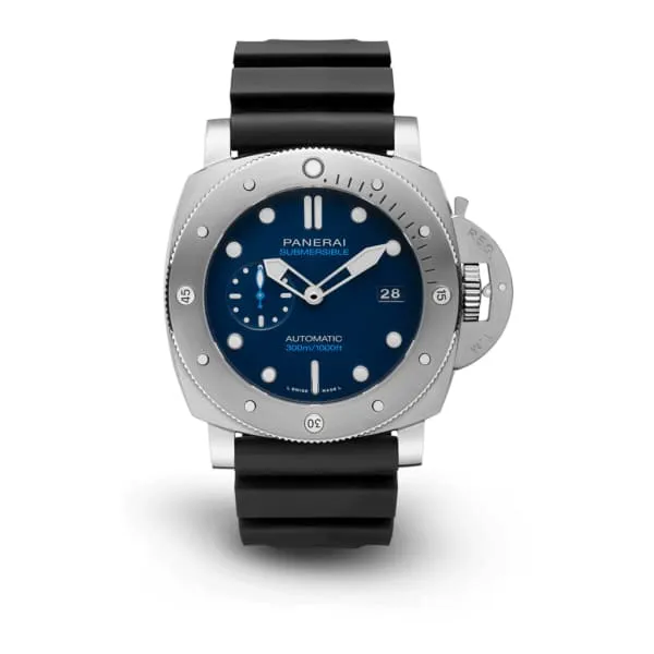 Panerai Watches Panerai Submersible 47mm Watch Ref PAM00692 Blue Index Dial in BMGTech Case Black Rubber Strap Panerai Watches Panerai Submersible 47mm Watch Ref PAM00692 Blue Index Dial in BMGTech Case Black Rubber Strap