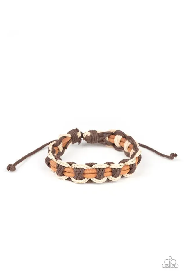 Paparazzi Bracelet Dont WEAVE Me Hanging Brown Paparazzi Jewelry Bracelets