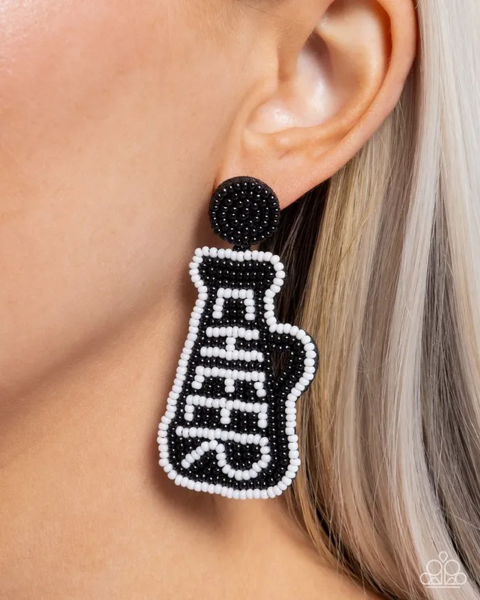 Paparazzi Earring Cheer Captain Black Paparazzi Jewelry Earrings