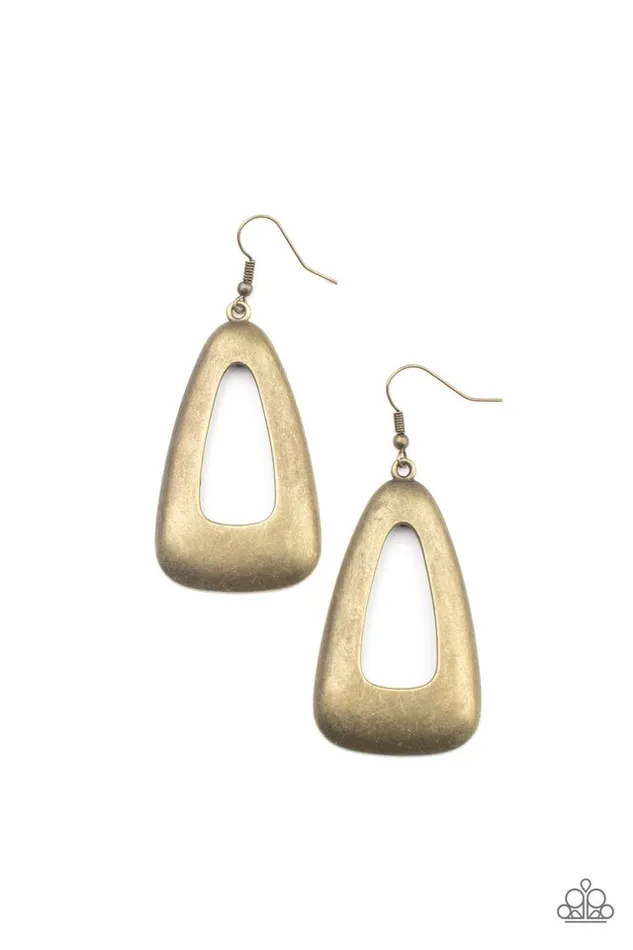 Paparazzi Earring Irresistibly Industrial Brass Paparazzi Jewelry Earrings