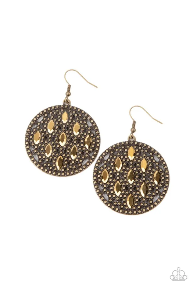 Paparazzi Earring Medallion Stallion Brass Paparazzi Jewelry Earrings Paparazzi Earring Medallion Stallion Brass Paparazzi Jewelry Earrings