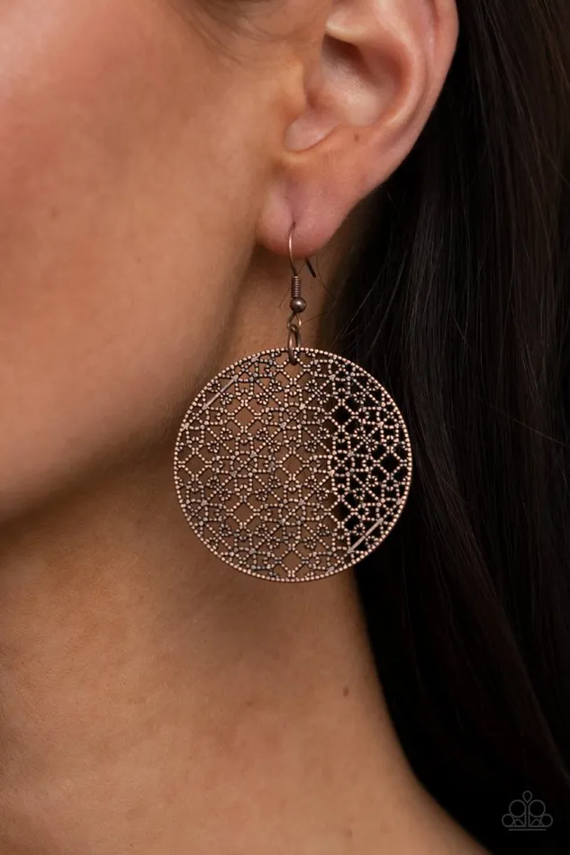 Paparazzi Earring Metallic Mosaic Copper Paparazzi Jewelry Earrings
