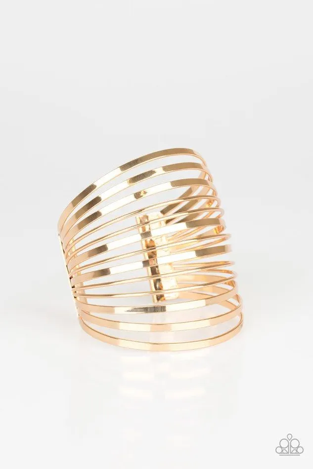 Paparazzi Jewelry Bracelets Paparazzi Bracelet Front Line Shine Gold